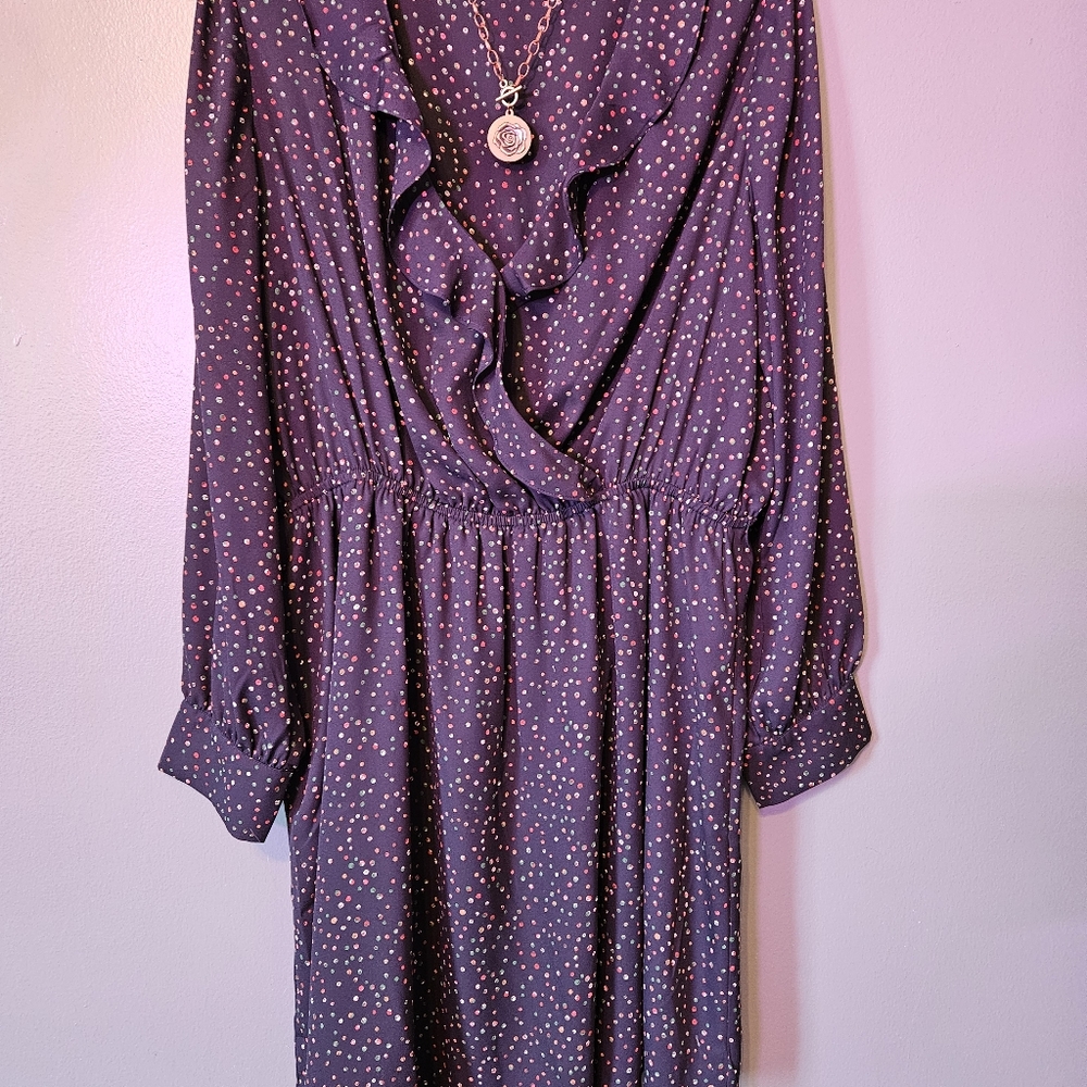 Collective Concepts Deep Navy Blue Dress with dots